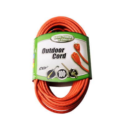 "EXTENSION CORD, OD, ORG, 100FT"